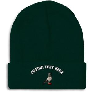 imageCustom Beanies for Men Pigeon B Embroidery Birds Winter Hats for Women Acrylic Skull Cap 1 SizeForest Green Personalized Text Here