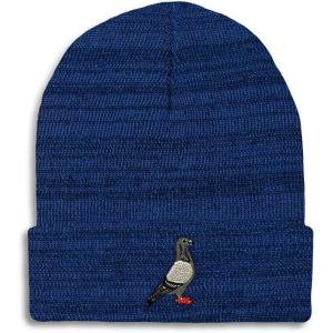 imageCustom Beanies for Men Pigeon B Embroidery Birds Winter Hats for Women Acrylic Skull Cap 1 SizeHeather Royal Blue Design Only