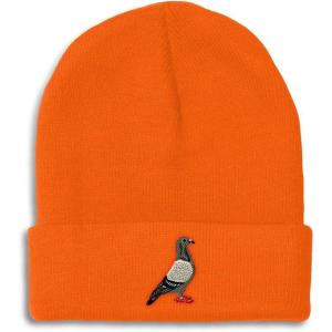 imageCustom Beanies for Men Pigeon B Embroidery Birds Winter Hats for Women Acrylic Skull Cap 1 SizeOrange Design Only