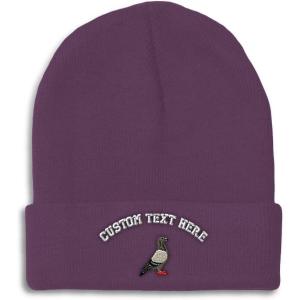 imageCustom Beanies for Men Pigeon B Embroidery Birds Winter Hats for Women Acrylic Skull Cap 1 SizePurple Personalized Text Here
