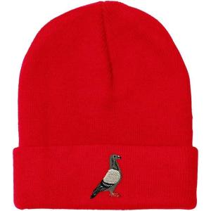 imageCustom Beanies for Men Pigeon B Embroidery Birds Winter Hats for Women Acrylic Skull Cap 1 SizeRed Design Only