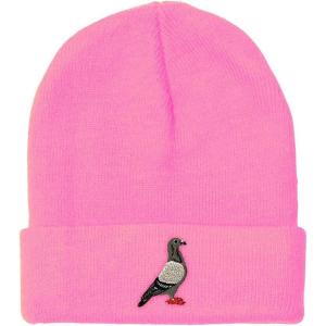 imageCustom Beanies for Men Pigeon B Embroidery Birds Winter Hats for Women Acrylic Skull Cap 1 SizeSoft Pink Design Only
