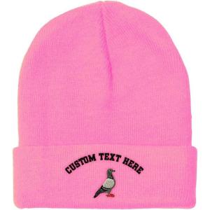 imageCustom Beanies for Men Pigeon B Embroidery Birds Winter Hats for Women Acrylic Skull Cap 1 SizeSoft Pink Personalized Text Here