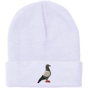 imageCustom Beanies for Men Pigeon B Embroidery Birds Winter Hats for Women Acrylic Skull Cap 1 SizeWhite Design Only