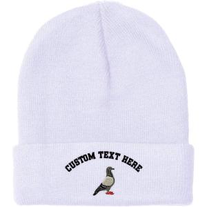 imageCustom Beanies for Men Pigeon B Embroidery Birds Winter Hats for Women Acrylic Skull Cap 1 SizeWhite Personalized Text Here