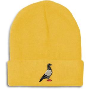 imageCustom Beanies for Men Pigeon B Embroidery Birds Winter Hats for Women Acrylic Skull Cap 1 SizeYellow Design Only