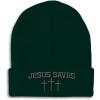 imageCustom Beanies for Men Jesus Saves Gray Embroidery Christian Winter Hats for Women Acrylic Skull Cap 1 SizeForest Green Design Only