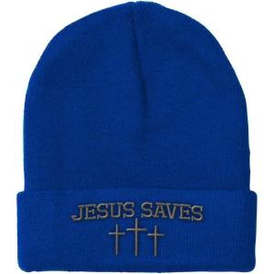 imageCustom Beanies for Men Jesus Saves Gray Embroidery Christian Winter Hats for Women Acrylic Skull Cap 1 SizeRoyal Blue Design Only