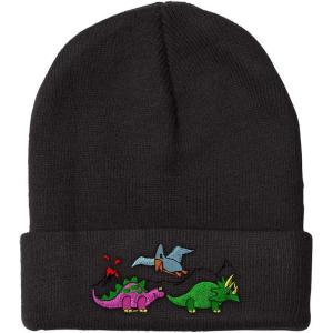 imageCustom Beanies for Men PreHistoric Dinosaurs Embroidery Winter Hats for Women Acrylic Skull Cap 1 SizeBlack Design Only
