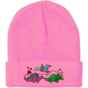 imageCustom Beanies for Men PreHistoric Dinosaurs Embroidery Winter Hats for Women Acrylic Skull Cap 1 SizeSoft Pink Design Only