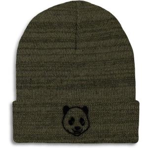 imageBeanies for Men Panda Bear Face Embroidery Wild Animals Winter Hats for Women Acrylic Skull Cap 1 SizeHeather Olive Green Design Only