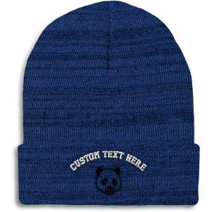 imageBeanies for Men Panda Bear Face Embroidery Wild Animals Winter Hats for Women Acrylic Skull Cap 1 SizeHeather Royal Blue Personalized Text Here