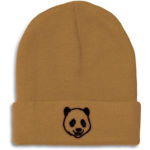 imageBeanies for Men Panda Bear Face Embroidery Wild Animals Winter Hats for Women Acrylic Skull Cap 1 SizeKhaki Design Only