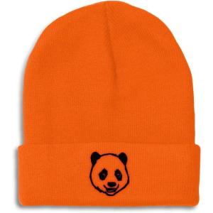 imageBeanies for Men Panda Bear Face Embroidery Wild Animals Winter Hats for Women Acrylic Skull Cap 1 SizeOrange Design Only