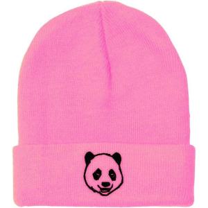 imageBeanies for Men Panda Bear Face Embroidery Wild Animals Winter Hats for Women Acrylic Skull Cap 1 SizeSoft Pink Design Only
