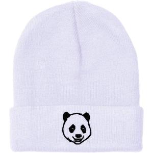 imageBeanies for Men Panda Bear Face Embroidery Wild Animals Winter Hats for Women Acrylic Skull Cap 1 SizeWhite Design Only