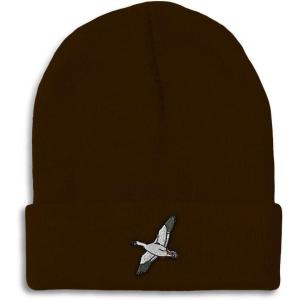 imageCustom Beanies for Men Snow Goose Embroidery Birds Winter Hats for Women Acrylic Skull Cap 1 SizeBrown Design Only