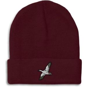 imageCustom Beanies for Men Snow Goose Embroidery Birds Winter Hats for Women Acrylic Skull Cap 1 SizeBurgundy Design Only