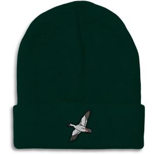 imageCustom Beanies for Men Snow Goose Embroidery Birds Winter Hats for Women Acrylic Skull Cap 1 SizeForest Green Design Only