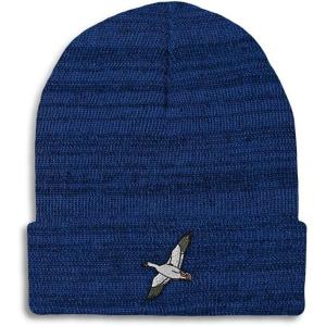 imageCustom Beanies for Men Snow Goose Embroidery Birds Winter Hats for Women Acrylic Skull Cap 1 SizeHeather Royal Blue Design Only