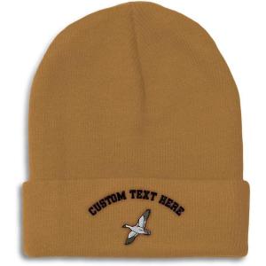 imageCustom Beanies for Men Snow Goose Embroidery Birds Winter Hats for Women Acrylic Skull Cap 1 SizeKhaki Personalized Text Here