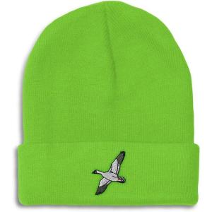 imageCustom Beanies for Men Snow Goose Embroidery Birds Winter Hats for Women Acrylic Skull Cap 1 SizeLime Design Only
