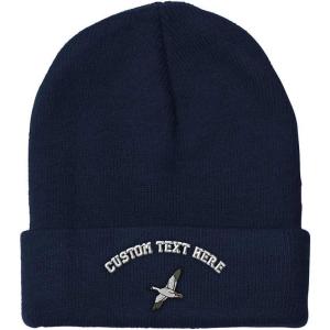 imageCustom Beanies for Men Snow Goose Embroidery Birds Winter Hats for Women Acrylic Skull Cap 1 SizeNavy Personalized Text Here