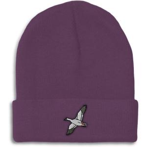 imageCustom Beanies for Men Snow Goose Embroidery Birds Winter Hats for Women Acrylic Skull Cap 1 SizePurple Design Only