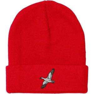 imageCustom Beanies for Men Snow Goose Embroidery Birds Winter Hats for Women Acrylic Skull Cap 1 SizeRed Design Only