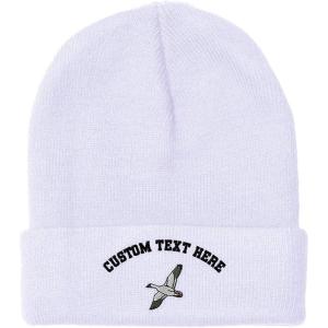 imageCustom Beanies for Men Snow Goose Embroidery Birds Winter Hats for Women Acrylic Skull Cap 1 SizeWhite Personalized Text Here