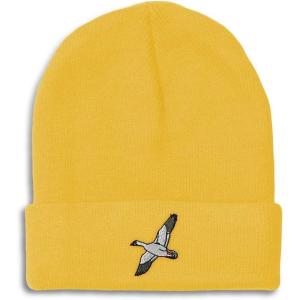 imageCustom Beanies for Men Snow Goose Embroidery Birds Winter Hats for Women Acrylic Skull Cap 1 SizeYellow Design Only