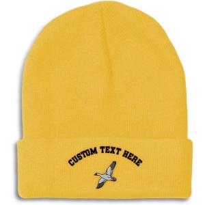 imageCustom Beanies for Men Snow Goose Embroidery Birds Winter Hats for Women Acrylic Skull Cap 1 SizeYellow Personalized Text Here