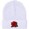 imageCustom Beanies for Men Red Rose Style B Embroidery Flowers Winter Hats for Women Acrylic Skull Cap 1 SizeWhite Design Only