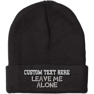 imageCustom Beanies for Men Leave Me Alone Embroidery Anger Winter Hats for Women Acrylic Skull Cap 1 SizeBlack Personalized Text Here