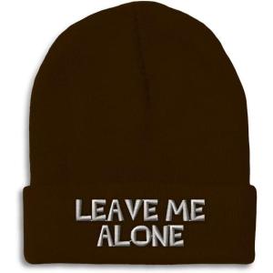 imageCustom Beanies for Men Leave Me Alone Embroidery Anger Winter Hats for Women Acrylic Skull Cap 1 SizeBrown Design Only