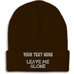 imageCustom Beanies for Men Leave Me Alone Embroidery Anger Winter Hats for Women Acrylic Skull Cap 1 SizeBrown Personalized Text Here