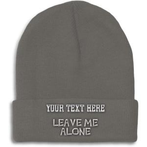 imageCustom Beanies for Men Leave Me Alone Embroidery Anger Winter Hats for Women Acrylic Skull Cap 1 SizeDark Grey Personalized Text Here