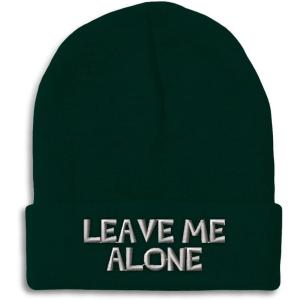 imageCustom Beanies for Men Leave Me Alone Embroidery Anger Winter Hats for Women Acrylic Skull Cap 1 SizeForest Green Design Only
