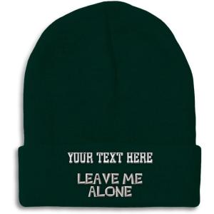 imageCustom Beanies for Men Leave Me Alone Embroidery Anger Winter Hats for Women Acrylic Skull Cap 1 SizeForest Green Personalized Text Here