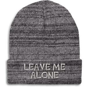 imageCustom Beanies for Men Leave Me Alone Embroidery Anger Winter Hats for Women Acrylic Skull Cap 1 SizeHeather Grey Design Only