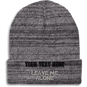 imageCustom Beanies for Men Leave Me Alone Embroidery Anger Winter Hats for Women Acrylic Skull Cap 1 SizeHeather Grey Personalized Text Here