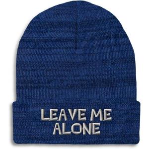 imageCustom Beanies for Men Leave Me Alone Embroidery Anger Winter Hats for Women Acrylic Skull Cap 1 SizeHeather Royal Blue Design Only