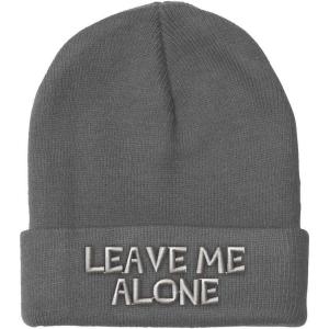imageCustom Beanies for Men Leave Me Alone Embroidery Anger Winter Hats for Women Acrylic Skull Cap 1 SizeLight Grey Design Only