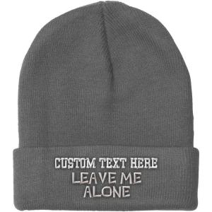 imageCustom Beanies for Men Leave Me Alone Embroidery Anger Winter Hats for Women Acrylic Skull Cap 1 SizeLight Grey Personalized Text Here