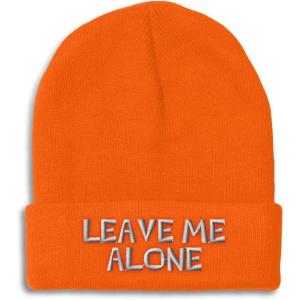 imageCustom Beanies for Men Leave Me Alone Embroidery Anger Winter Hats for Women Acrylic Skull Cap 1 SizeOrange Design Only