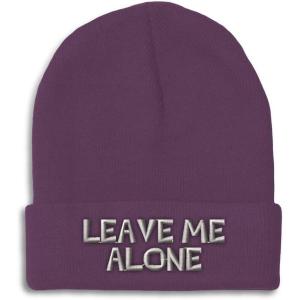 imageCustom Beanies for Men Leave Me Alone Embroidery Anger Winter Hats for Women Acrylic Skull Cap 1 SizePurple Design Only