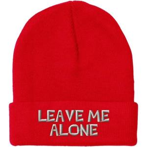 imageCustom Beanies for Men Leave Me Alone Embroidery Anger Winter Hats for Women Acrylic Skull Cap 1 SizeRed Design Only