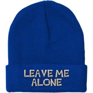 imageCustom Beanies for Men Leave Me Alone Embroidery Anger Winter Hats for Women Acrylic Skull Cap 1 SizeRoyal Blue Design Only