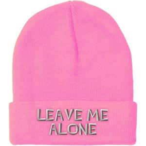 imageCustom Beanies for Men Leave Me Alone Embroidery Anger Winter Hats for Women Acrylic Skull Cap 1 SizeSoft Pink Design Only