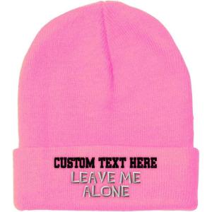 imageCustom Beanies for Men Leave Me Alone Embroidery Anger Winter Hats for Women Acrylic Skull Cap 1 SizeSoft Pink Personalized Text Here